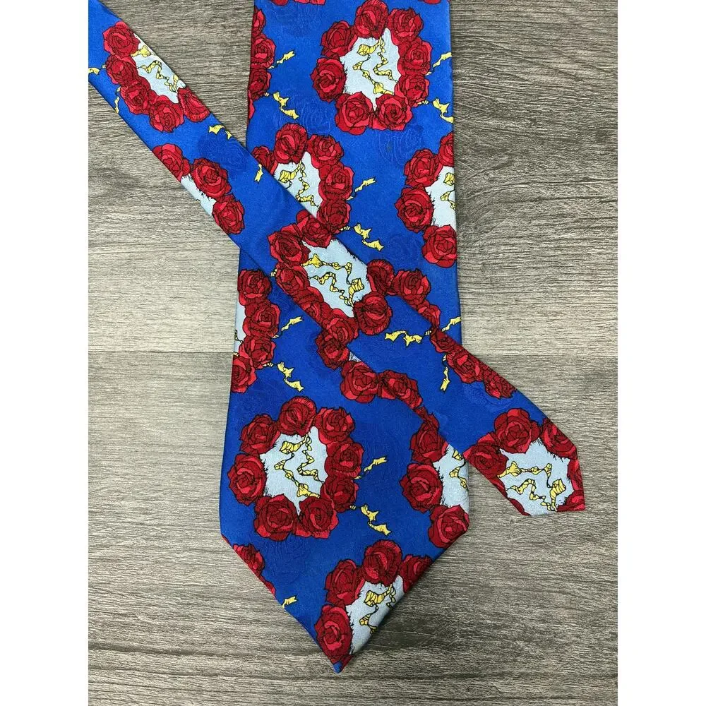 Grateful Dead Spanish Lady First Set Tie Skull Roses Blue Red 4